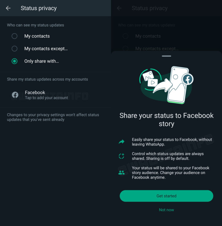 WhatsApp update allows automatic Facebook status sharing